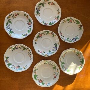 Booths Woodstock Floral Patterned Saucer Set of 7
